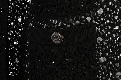 Lot 297 - Chanel Black Crochet Cardigan, gunmetal CC...