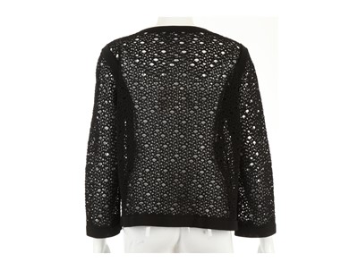 Lot 297 - Chanel Black Crochet Cardigan, gunmetal CC...