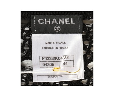 Lot 297 - Chanel Black Crochet Cardigan, gunmetal CC...