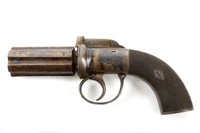 Lot 171 - An English style pepperbox revolving pistol,...