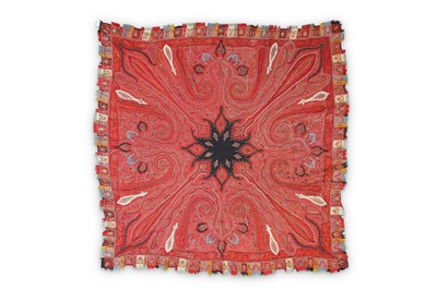 Lot 198 - AN EMBROIDERED KASHMIRI SHAWL  Kashmir, North...