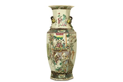 Lot 399 - A LARGE CHINESE FAMILLE ROSE HEXAGONAL VASE....