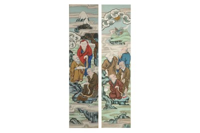 Lot 467 - A PAIR OF CHINESE LUOHAN PAINTINGS ON CANVAS....