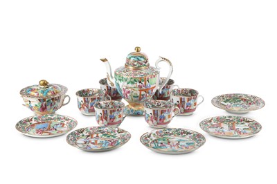 Lot 315 - A CHINESE FAMILLE ROSE CANTON TEA SET. 19th...