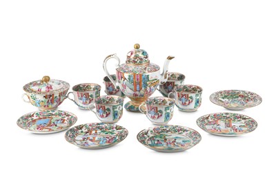 Lot 315 - A CHINESE FAMILLE ROSE CANTON TEA SET. 19th...