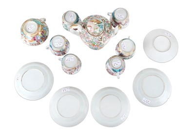 Lot 315 - A CHINESE FAMILLE ROSE CANTON TEA SET. 19th...