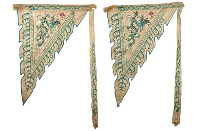 Lot 3 - A PAIR OF CHINESE EMBROIDERED IVORY-GROUND...