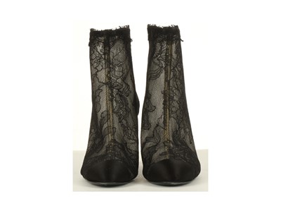 Lot 239 - Chanel Lace Boots, zip up ankle boots with...