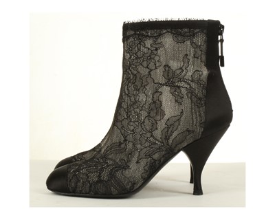 Lot 239 - Chanel Lace Boots, zip up ankle boots with...