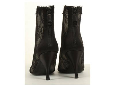 Lot 239 - Chanel Lace Boots, zip up ankle boots with...