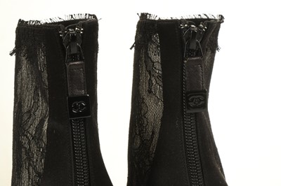 Lot 239 - Chanel Lace Boots, zip up ankle boots with...