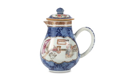 Lot 38 - A CHINESE FAMILLE ROSE ENAMELLED BLUE AND...