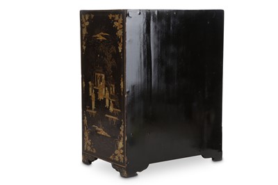 Lot 74 - A CHINESE GILT-DECORATED BLACK LACQUER CABINET....