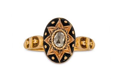 Lot 91 - A late 19th century enamel and diamond ring...