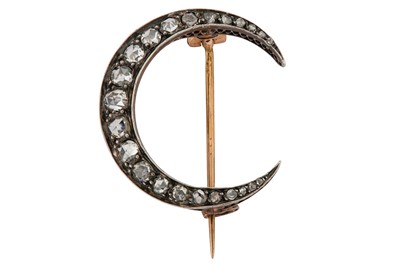 Lot 3 - A diamond crescent brooch, circa 1890 Set with...