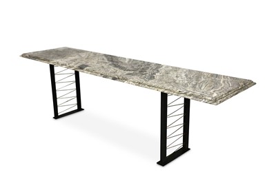 Lot 674 - A large contemporary marble console table, the...