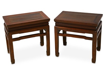 Lot 700 - A pair of Chinese hardwood square side tables...