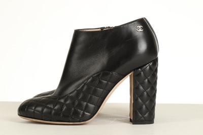 Lot 235 - Chanel Black Heeled Ankle Boots, quilted...