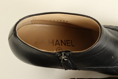 Lot 235 - Chanel Black Heeled Ankle Boots, quilted...