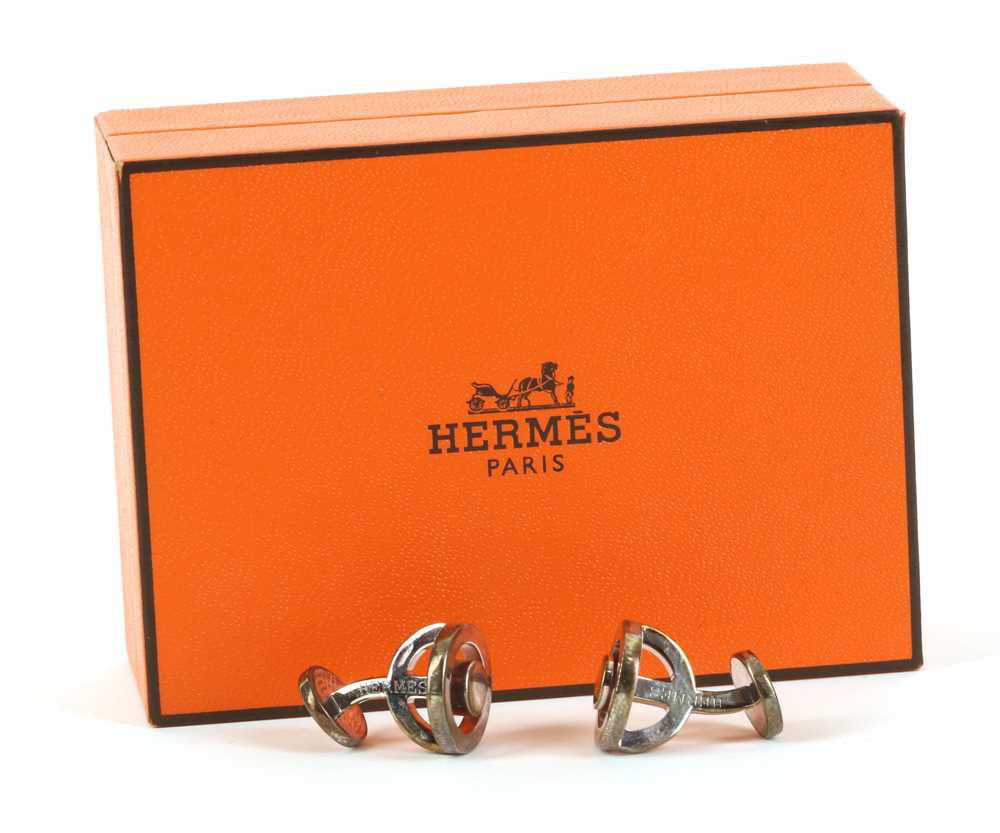 Lot 309 - Hermes Silver Cufflinks, signed and marked