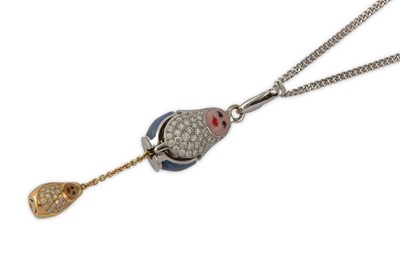 Lot 28 - An enamel and diamond charm / pendant, by...