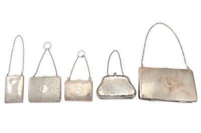 Lot 316 - A collection of sterling silver purses, one...