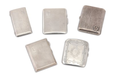 Lot 318 - Four sterling silver cigarette cases, the...