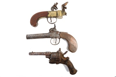 Lot 162 - A flintlock tinder pistol lighter by Laugher...