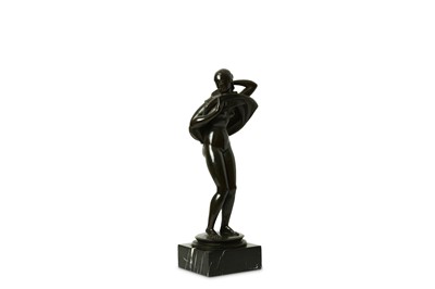 Lot 25 - ALLMANN, A PATINATED BRONZE FIGURE OF A WOMAN...