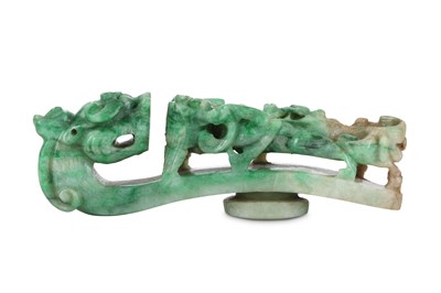 Lot 245 - A CHINESE JADEITE 'DRAGON' BELT HOOK. Qing...