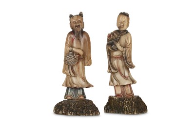 Lot 270 - TWO CHINESE SOAPSTONE FIGURES OF IMMORTALS....
