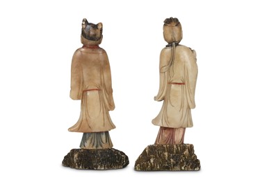 Lot 270 - TWO CHINESE SOAPSTONE FIGURES OF IMMORTALS....