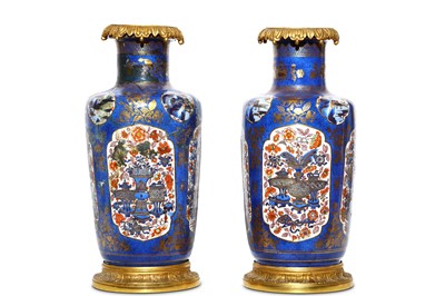 Lot 228 - A PAIR OF CHINESE CLOBBERED ROULEAU VASES.  ...