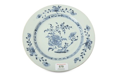 Lot 570 - A mid 18th century Chinese peony pattern blue...