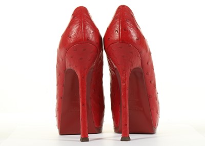 Lot 86 - Yves Saint Laurent Red Ostrich Leather Tribtoo...