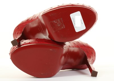 Lot 86 - Yves Saint Laurent Red Ostrich Leather Tribtoo...