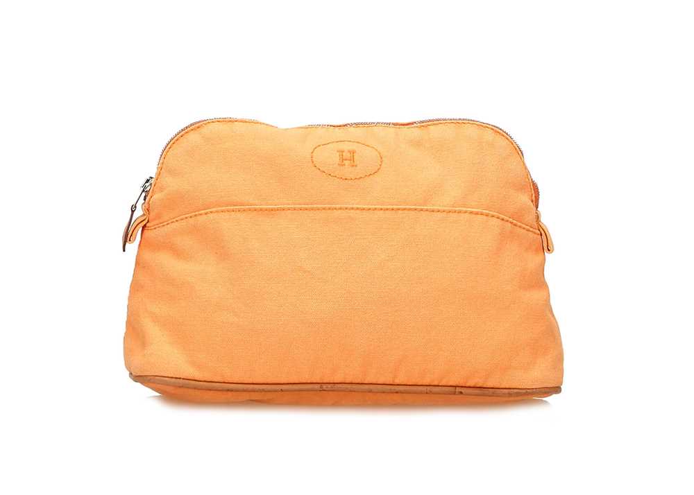 Lot 346 - Hermes Orange Cosmetic Bag, cotton canvas with...