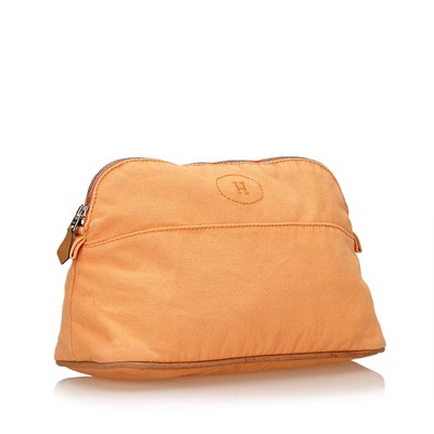 Lot 346 - Hermes Orange Cosmetic Bag, cotton canvas with...