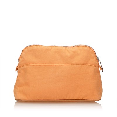 Lot 346 - Hermes Orange Cosmetic Bag, cotton canvas with...