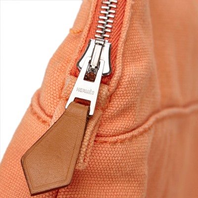 Lot 346 - Hermes Orange Cosmetic Bag, cotton canvas with...