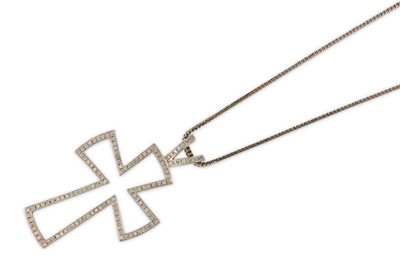 Lot 82 - A diamond-set cross pendant necklace, by Theo...