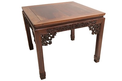 Lot 63 - A CHINESE SQUARE HARDWOOD TABLE. Late Qing...