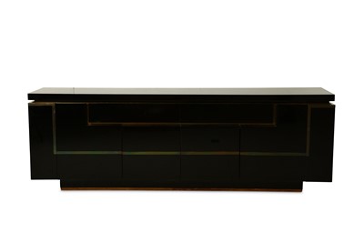 Lot 721 - A 1980s black lacquered and brass buffet or...