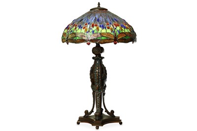 Lot 30 - A TIFFANY STYLE 'DRAGONFLY' TABLE LAMP. With a...