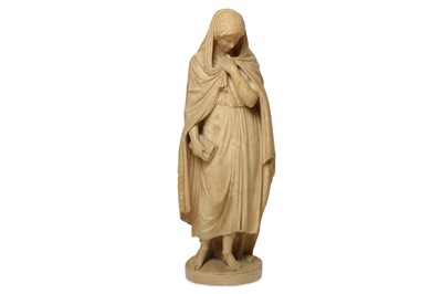 Lot 22 - AN ITALIAN ALABASTER MODEL OF A GIRL. Late...