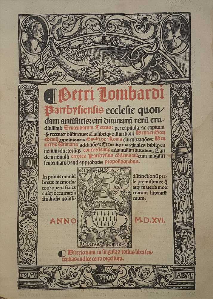 Lot 37 - Lombardus (Petrus) Sententiarum textus, title...