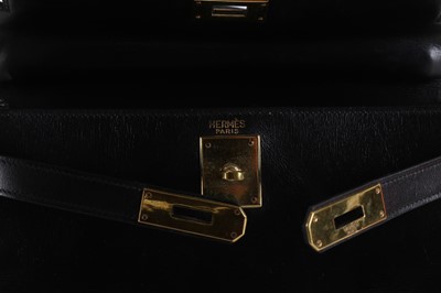 Lot 243 - Hermes Black Kelly Retourne 28, c. 1955, Box...
