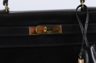 Lot 243 - Hermes Black Kelly Retourne 28, c. 1955, Box...