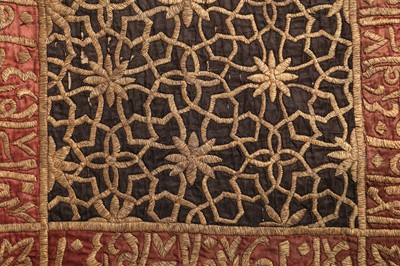 Lot 210 - TWO EMBROIDERED VELVET WALL HANGINGS. Hijaz,...