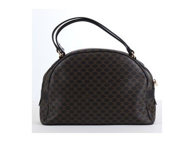 Lot 387 - Celine Macadam Handbag, rounded top with black...